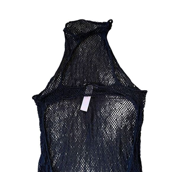 Savage x Fenty Womens One Size Mesh Lace Mock Neck Slip Lingerie Dress Black - Picture 6 of 11